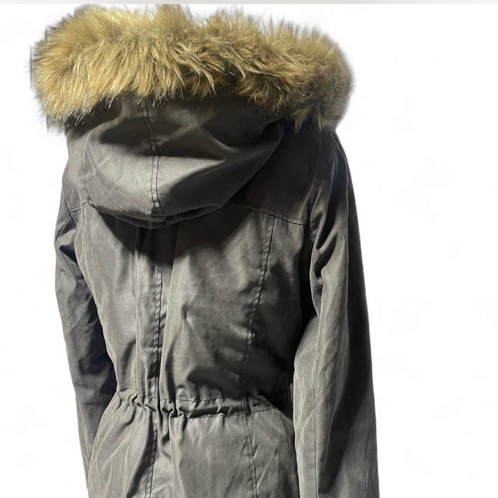 Jones New York Gray Jacket with faux fur hood size medium - Picture 4 of 10